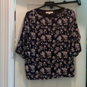 Navy floral blouse